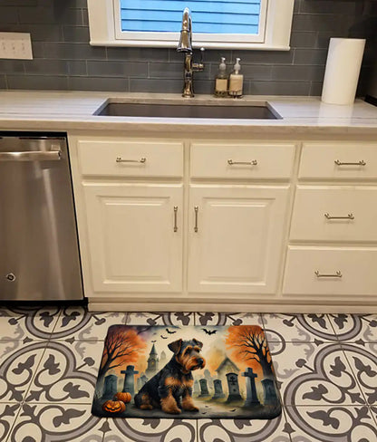 Airedale Terrier Spooky Halloween Memory Foam Kitchen Mat WEM Support (www.WEM.support)