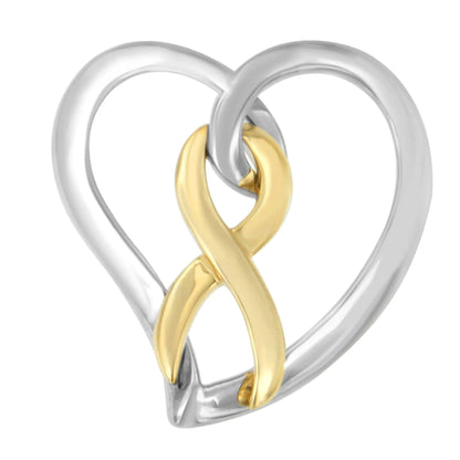 14K Gold and Silver Heart Bow Pendant Necklace WEM Support (www.WEM.support)