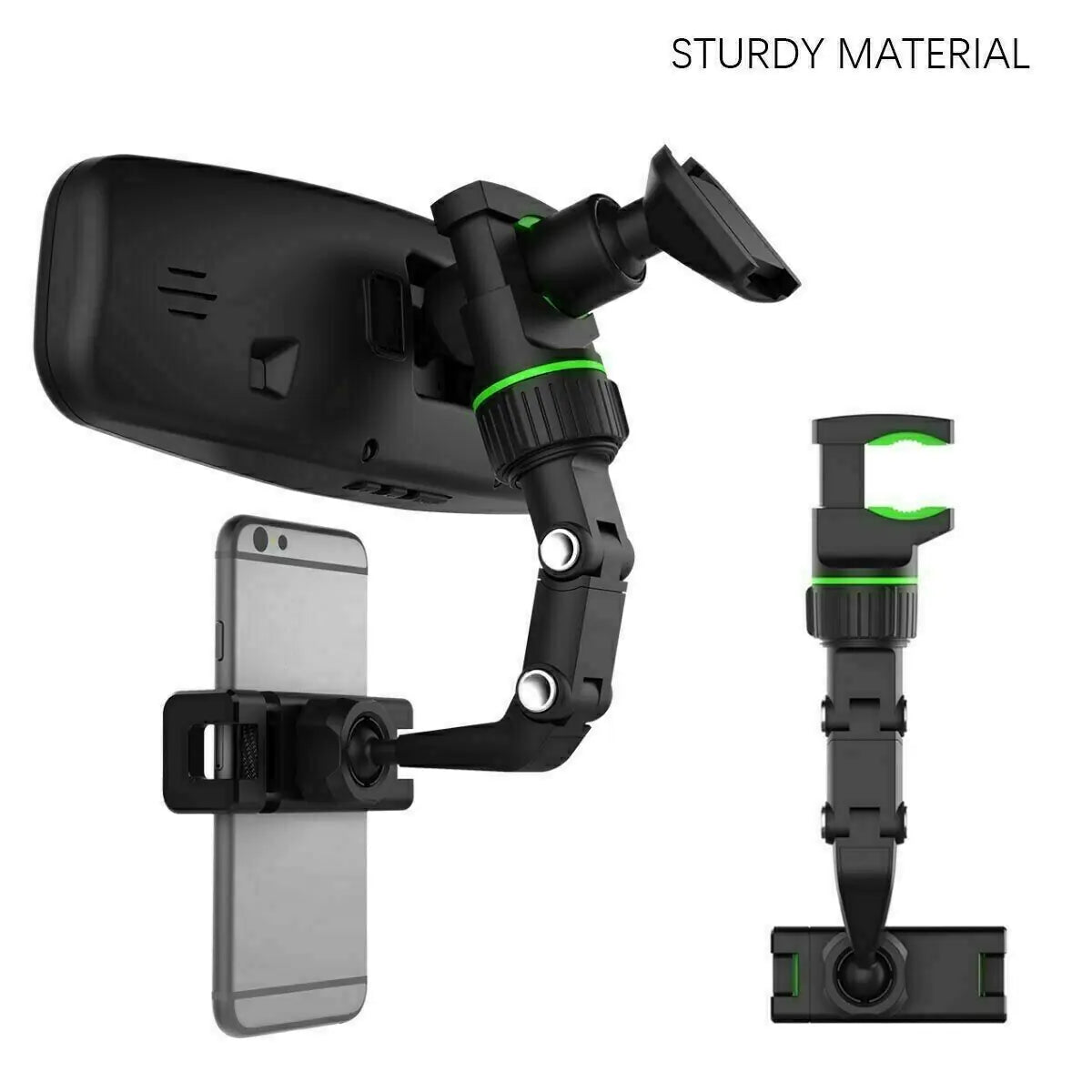 360° Car Rearview Mirror Rotation Adjustable Phone Holder Mount Multifunction WEM Support (www.WEM.support)