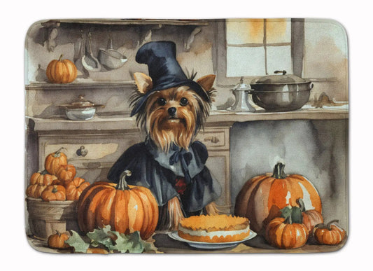 Yorkie Fall Kitchen Pumpkins Memory Foam Kitchen Mat WEM Support (www.WEM.support)