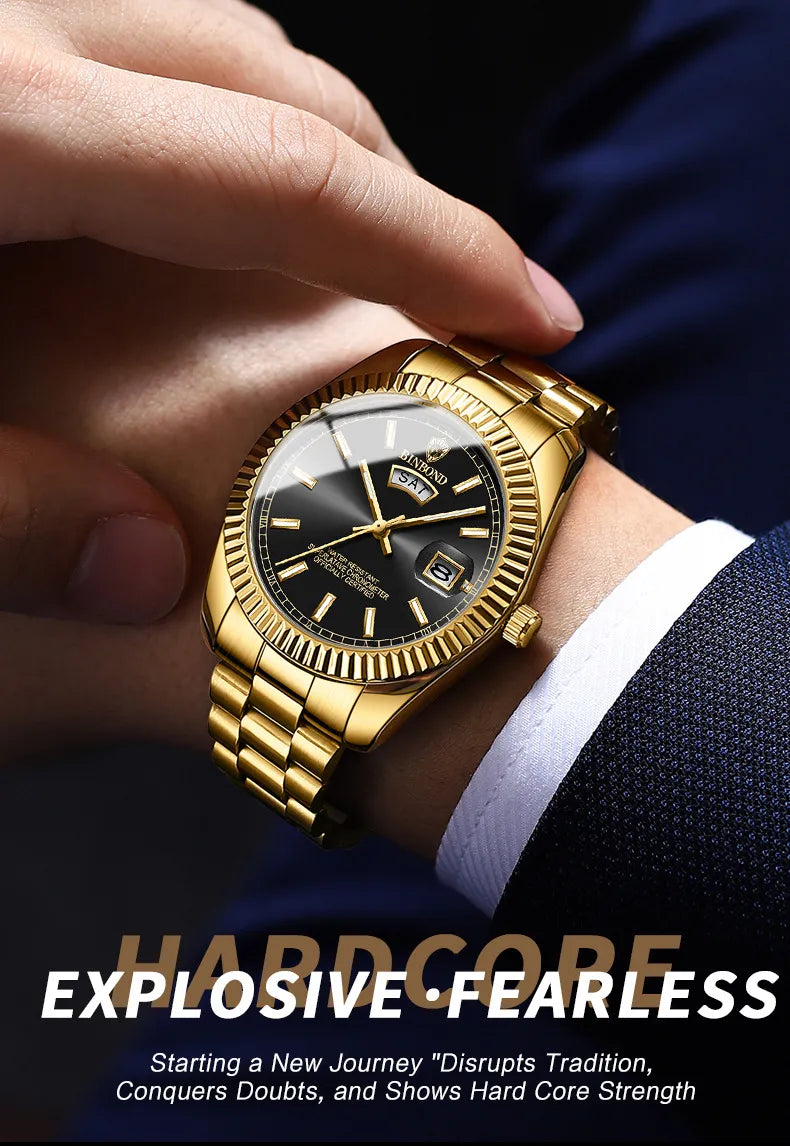 Steel Belt Waterproof Double Calendar Luminous Watch WEM Support (www.WEM.support)