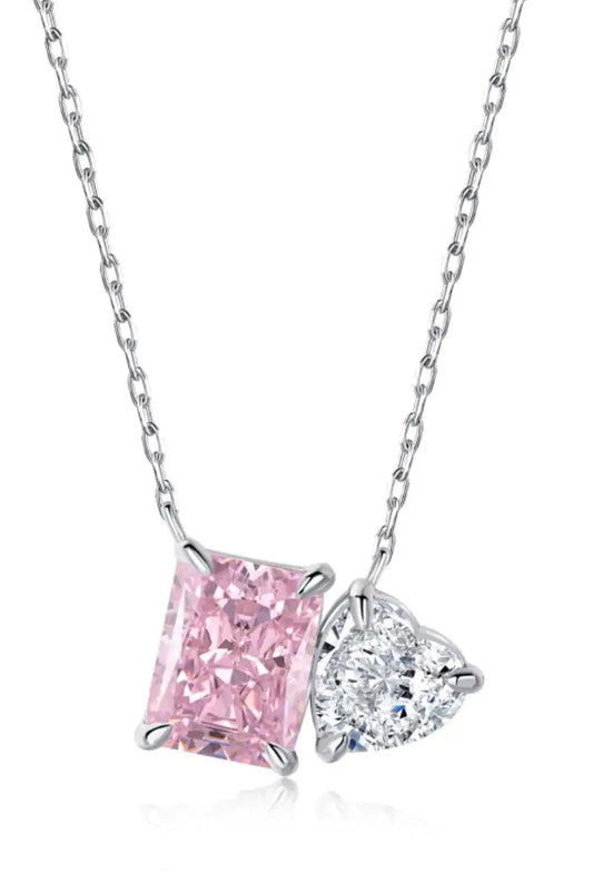 Double Stone Pendant Sterling Silver Necklace WEM Support (www.WEM.support)