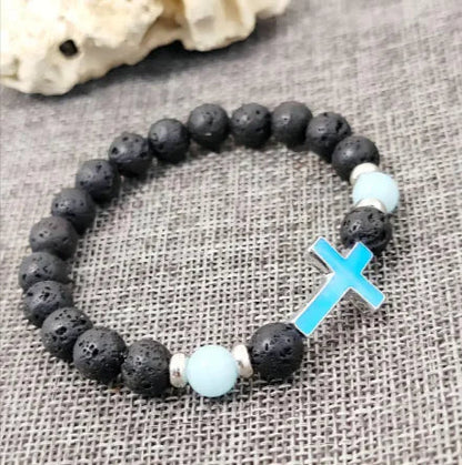 Luminous Volcanic Rock Cross Bracelet HejK.com Marketplace LLC