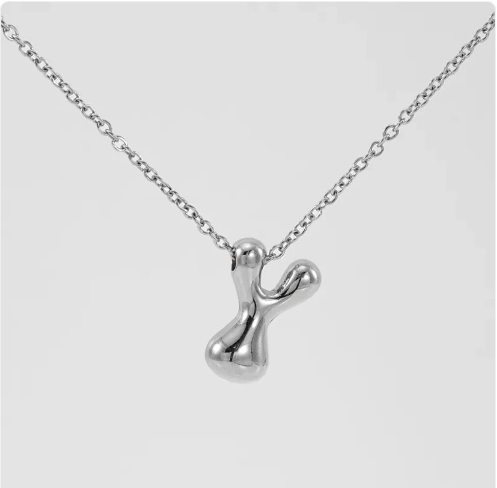 Women's Glossy Bubble Letter Pendant Necklace WEM Support (www.WEM.support)
