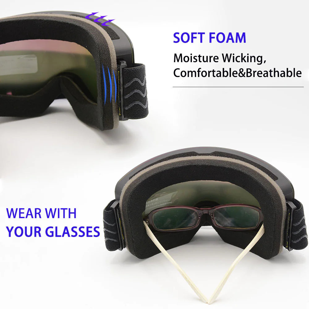 Anti-Fog Ski Goggles with Magnetic Lens WEM Support (www.WEM.support)