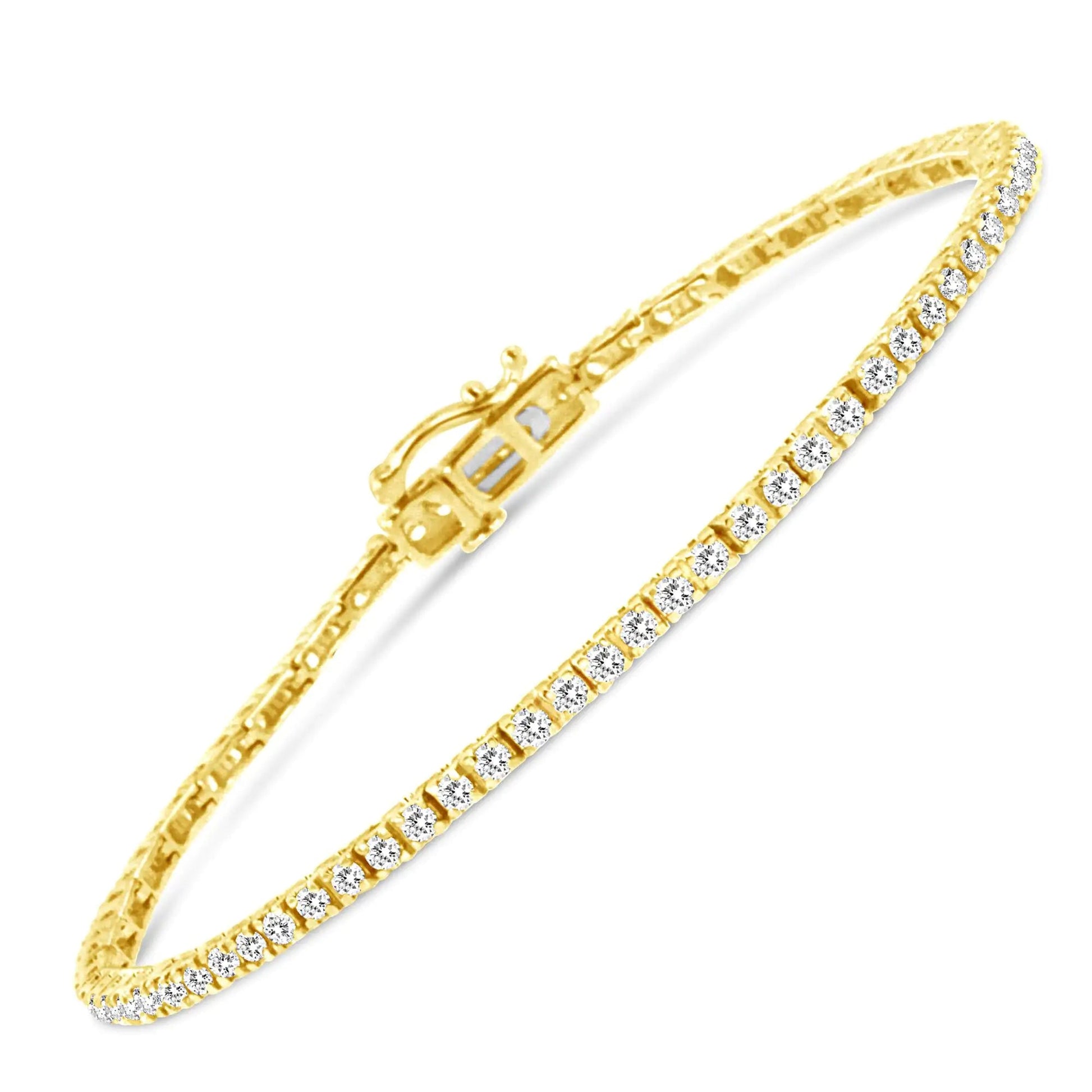 14K Yellow Gold Plated .925 Sterling Silver 2.0 Cttw Diamond Classic Link Tennis Bracelet (K-L Color, I2-I3 Clarity) - 7-1/4" WEM Support (www.WEM.support)