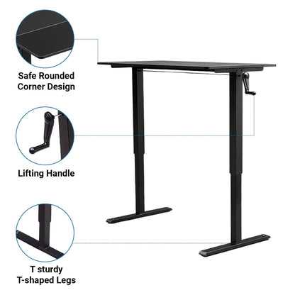 Hand-Crank Adjustable Office Desk Height Adjustable, With Flat Metal Legs Perfect For Home, Office, Gaming, Or Study Use WEM Support (www.WEM.support)