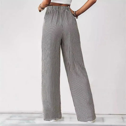 Korean Style Striped Drawstring Pants - Catch Cards