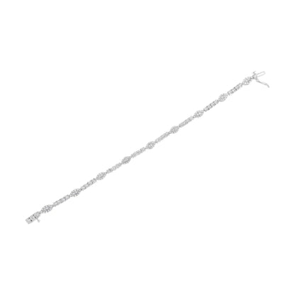 .925 Sterling Silver 1-1/2 cttw Diamond Marquise Halo and Line Link Tennis Bracelet (I-J Color, I2-I3 Clarity) - 7-1/4" WEM Support (www.WEM.support)