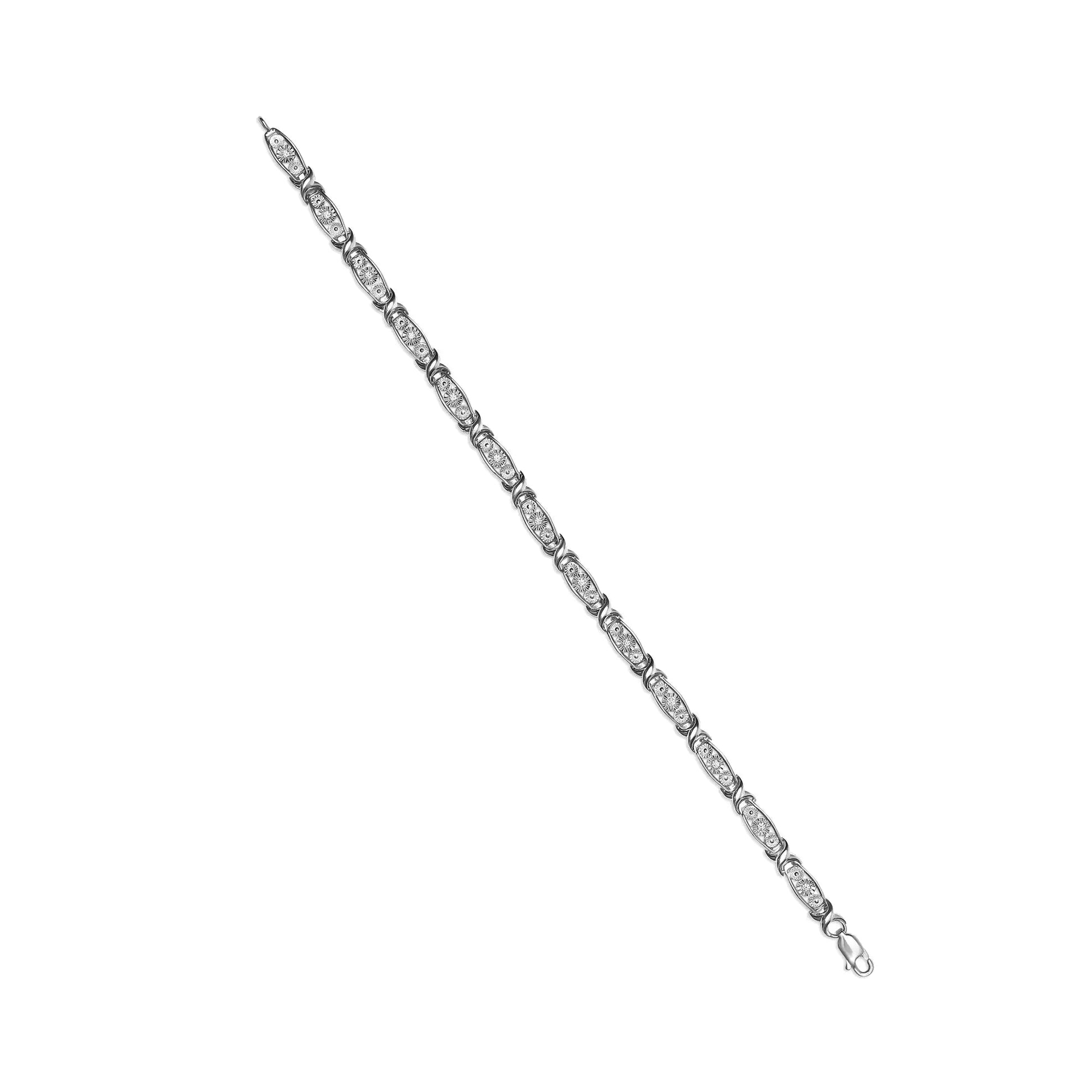 .925 Sterling Silver 1/4 Cttw Round Diamond Link Bracelet - Size 7.50" - (I-J Color, I2-I3 Clarity) WEM Support (www.WEM.support)