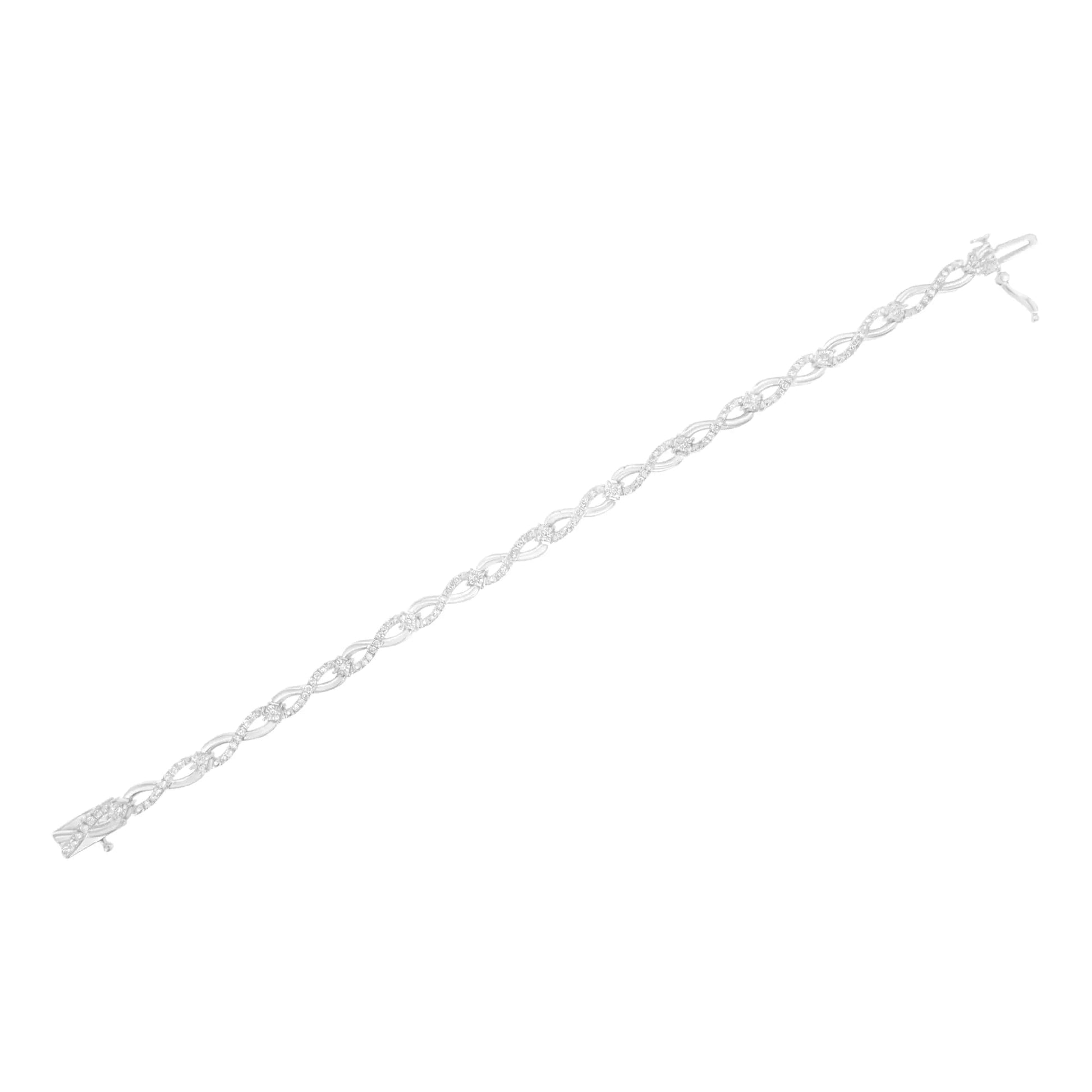 .925 Sterling Silver 1.0 Cttw Prong Set Diamond Infinity Link Bracelet (I-J Color, I2-I3 Clarity) - 7.25" WEM Support (www.WEM.support)