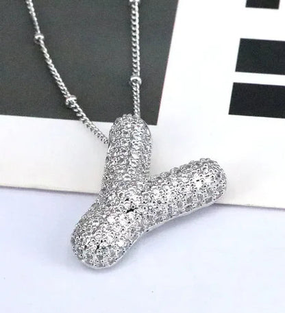 Brass Zircon Letter Necklace WEM Support (www.WEM.support)