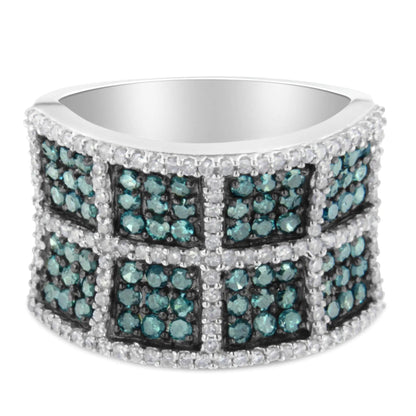 14K White Gold White and Treated Blue Diamond Cocktail Ring (1 1/2 Cttw, H-I Color, I1-I2 Clarity) WEM Support (www.WEM.support)