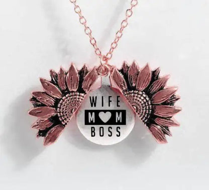 Sunflower Double-layer Lettering Necklace WEM Support (www.WEM.support)