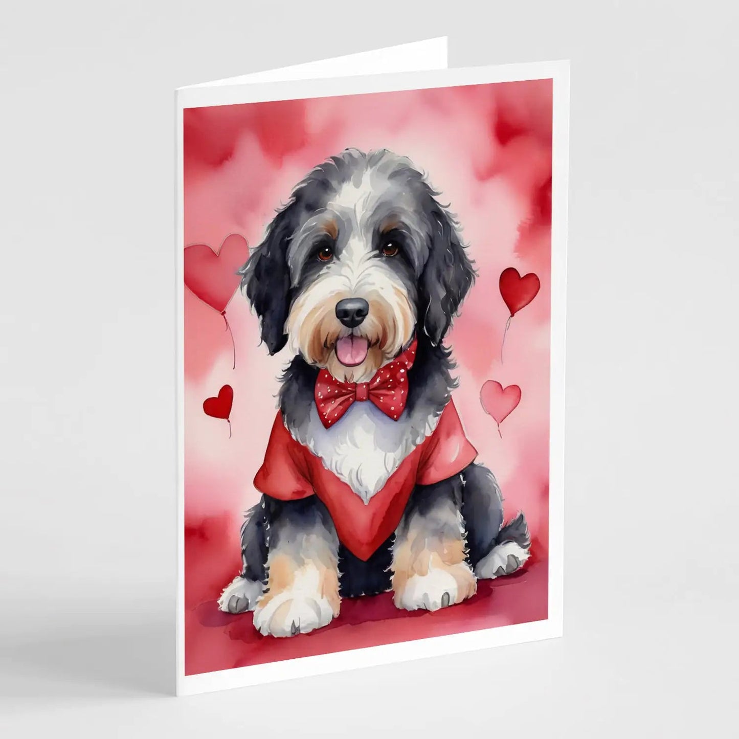 Bernedoodle My Valentine Greeting Cards Pack of 8 WEM Support (www.WEM.support)