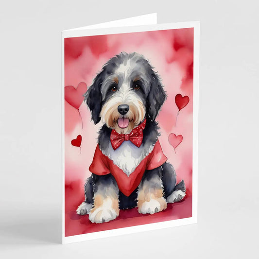 Bernedoodle My Valentine Greeting Cards Pack of 8 WEM Support (www.WEM.support)