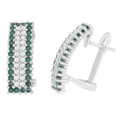 14K White Gold 2 cttw White and Treated Blue Diamond Earrings (H-I, SI1-SI2) WEM Support (www.WEM.support)