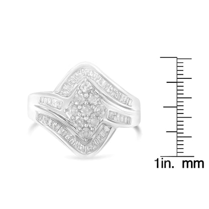 10K White Gold Diamond Bypass Cluster Ring (1 Cttw, I-J Color, I2-I3 Clarity) WEM Support (www.WEM.support)