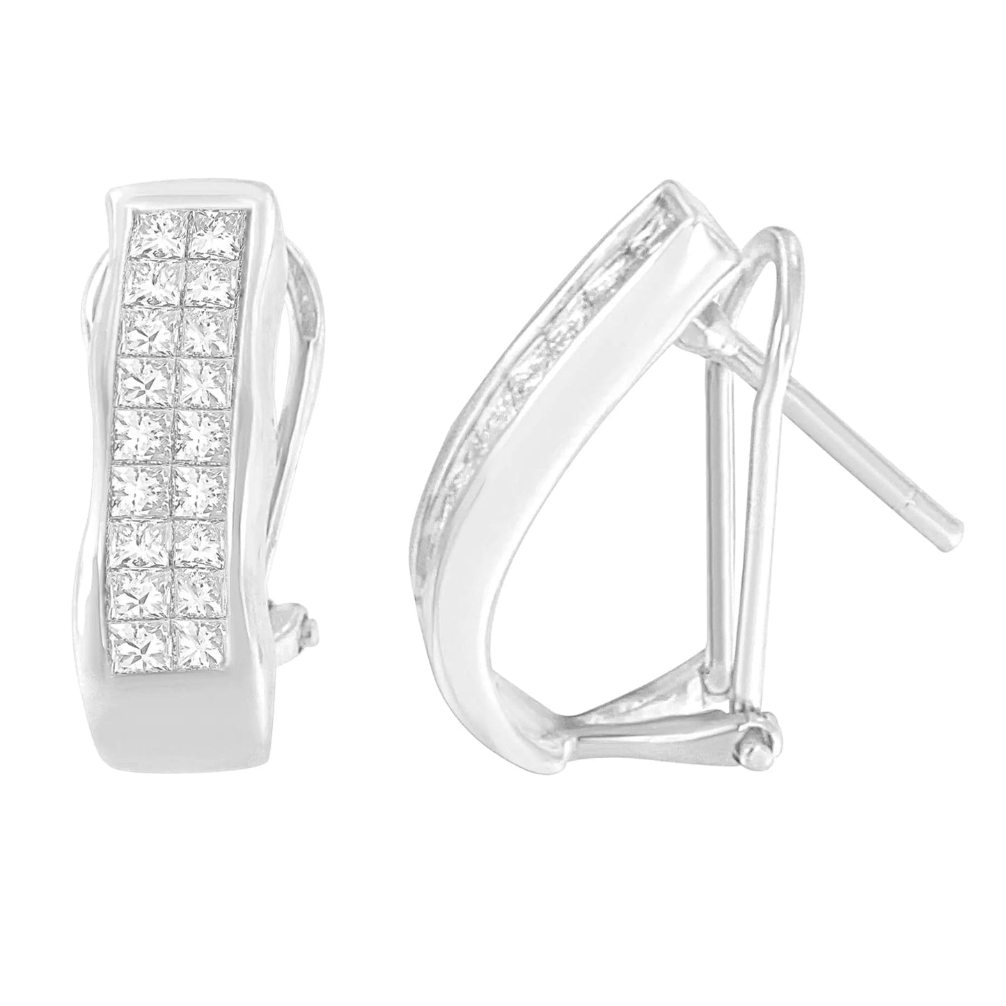 14K White Gold 1 cttw Princess Cut Diamond Earring (G-H, VS1-VS2) WEM Support (www.WEM.support)