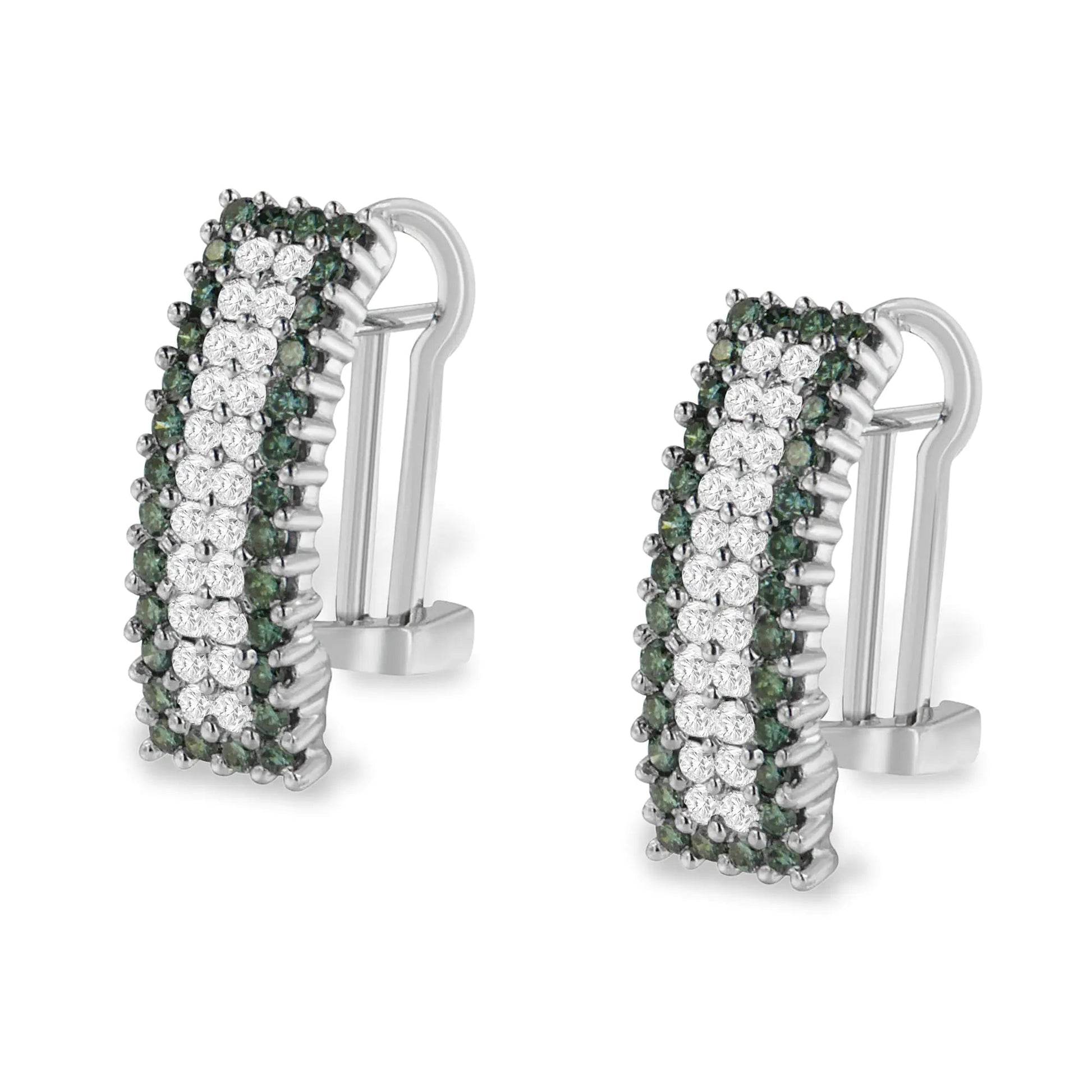 14K White Gold 2 cttw White and Treated Blue Diamond Earrings (H-I, SI1-SI2) WEM Support (www.WEM.support)