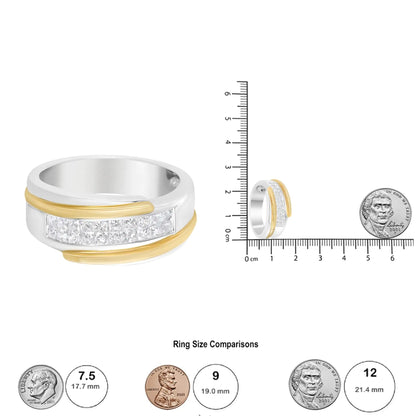 14K Yellow and White Gold 1.00 Cttw Princess-Cut Diamond Modern Gent's Band (H-I Color, SI2-I1 Clarity) - Size 10 WEM Support (www.WEM.support)