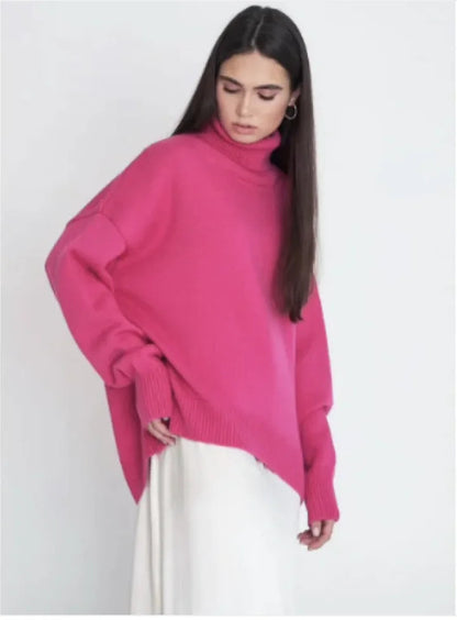 Women's Solid Color Turtleneck Sweater WEM Support (www.WEM.support)