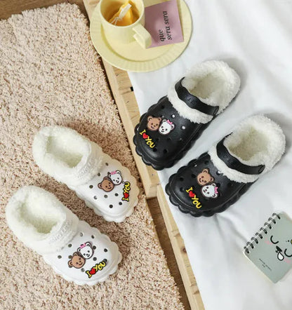 Women's Thermal Cotton Slippers with Plush Liner for Crocs WEM Support (www.WEM.support)