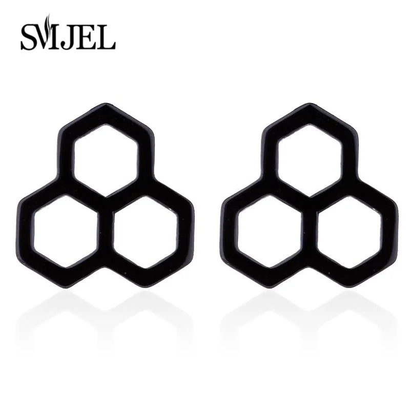 Triple Honeycomb Stud Earrings WEM Support (www.WEM.support)