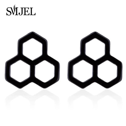 Triple Honeycomb Stud Earrings WEM Support (www.WEM.support)