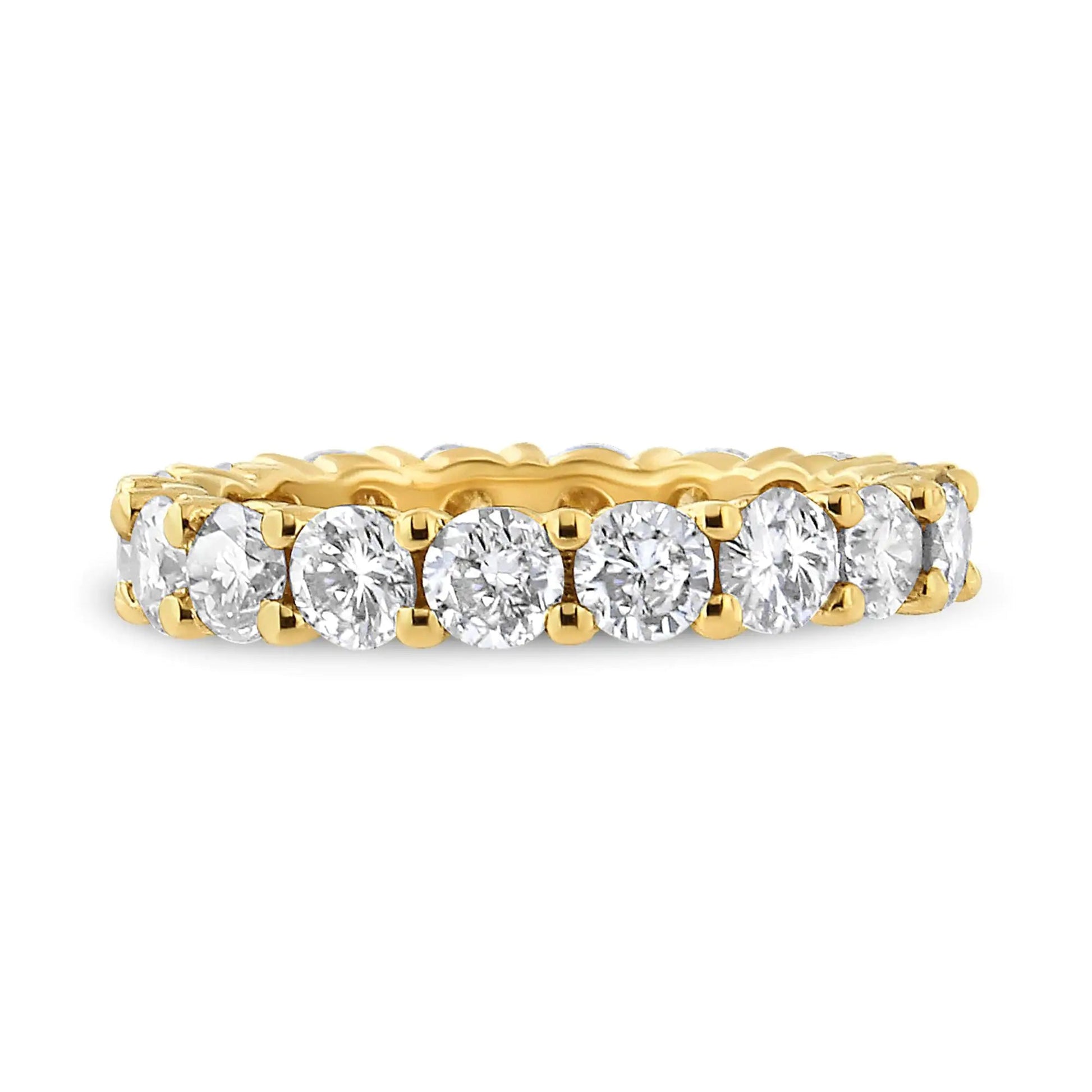 14K Yellow Gold 3.00 Cttw Shared Prong Set Round Cut Diamond Eternity Band (J-K Color, VS1-VS2 Clarity) WEM Support (www.WEM.support)