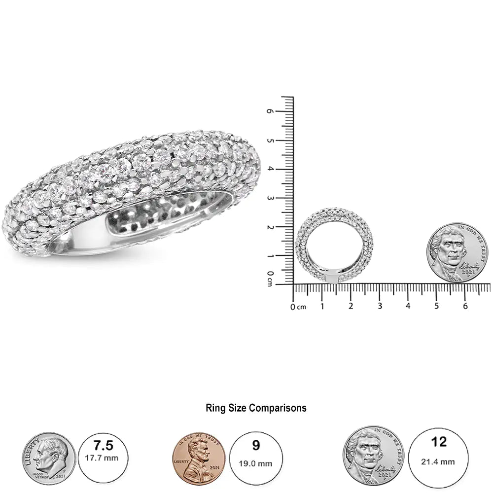 14K White Gold 2 1/2 Cttw Round-Cut Diamond Cluster Band Ring (H-I Color, SI1-SI2 Clarity) WEM Support (www.WEM.support)