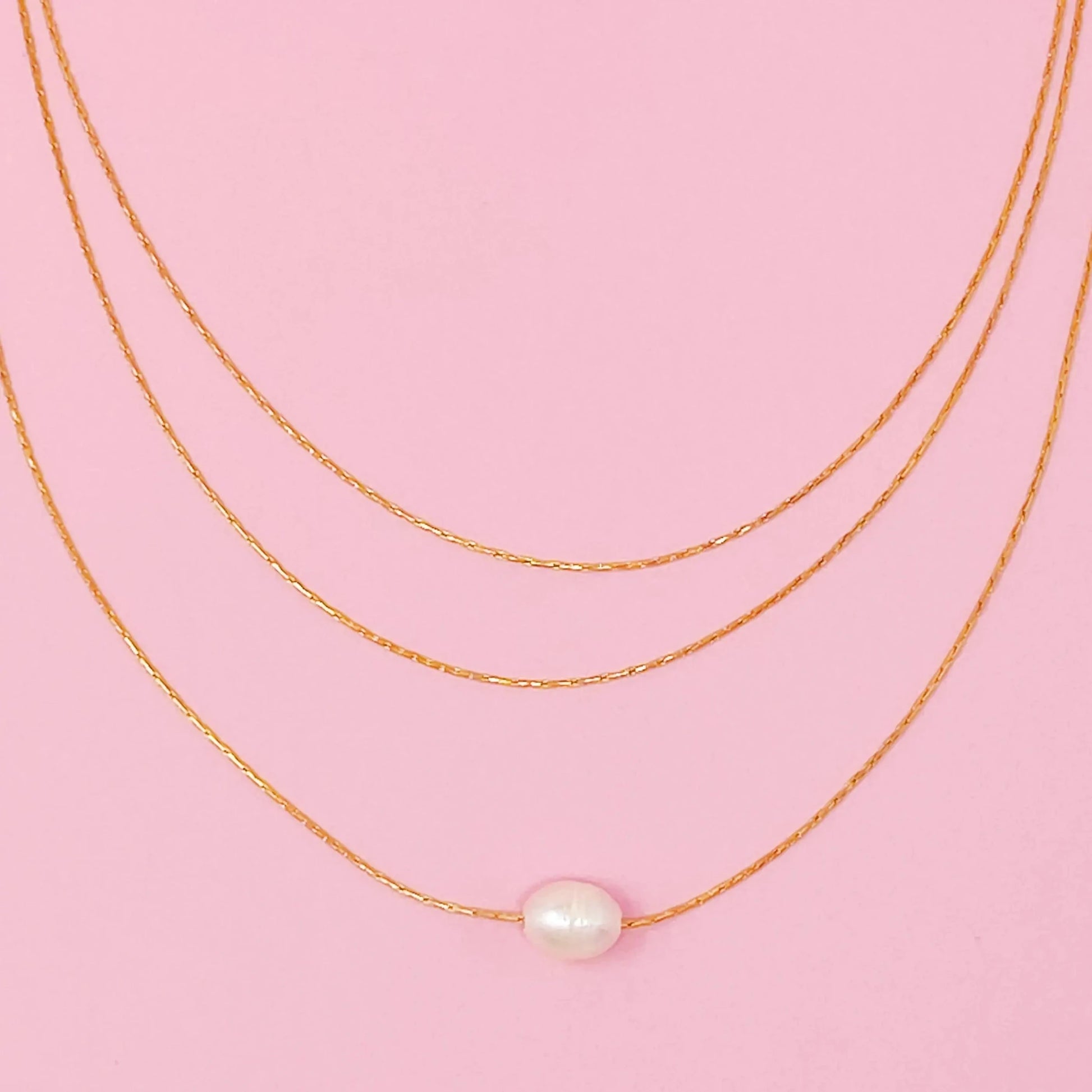 Layered Freshwater Pearl Pendant Necklace - Catch Cards