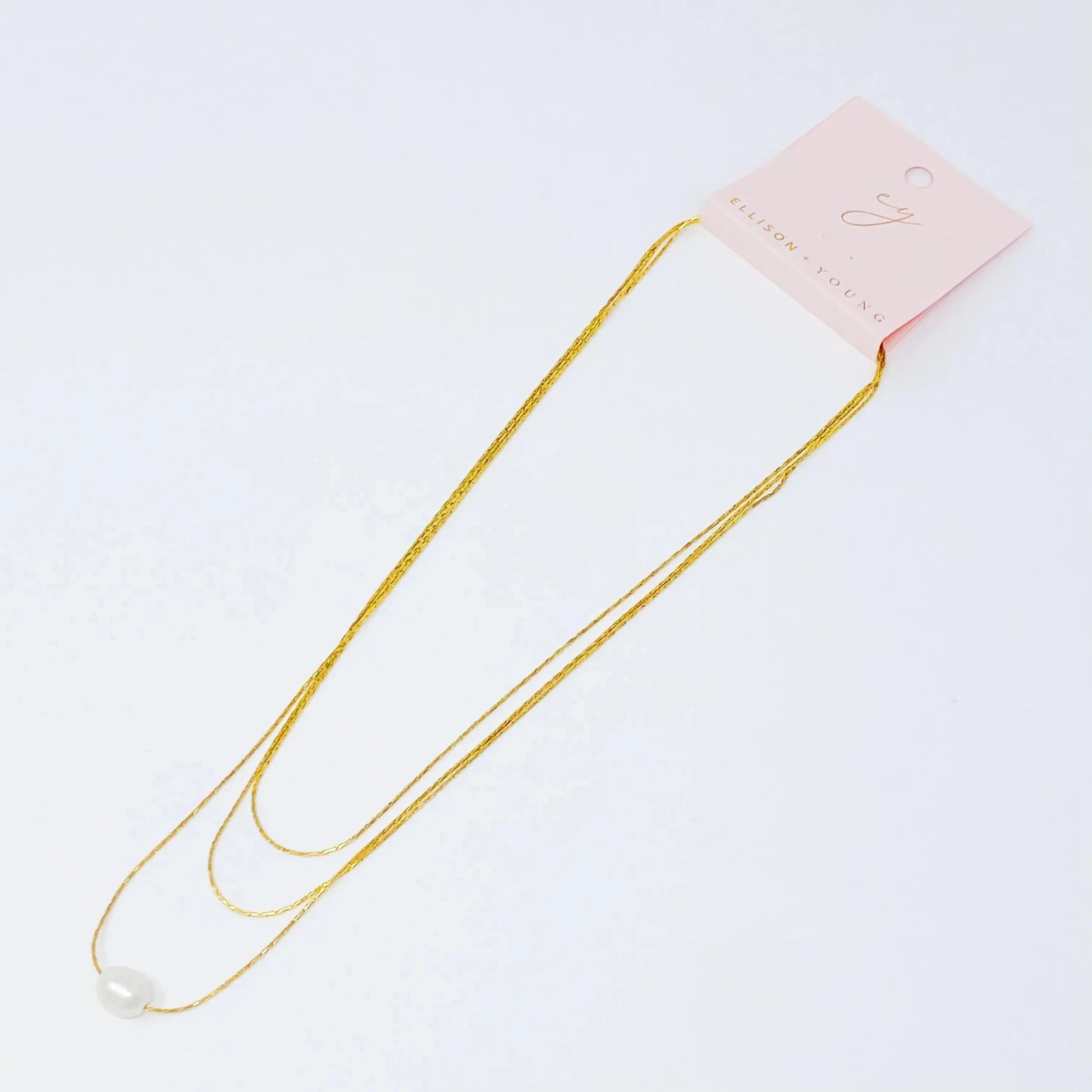 Layered Freshwater Pearl Pendant Necklace - Catch Cards