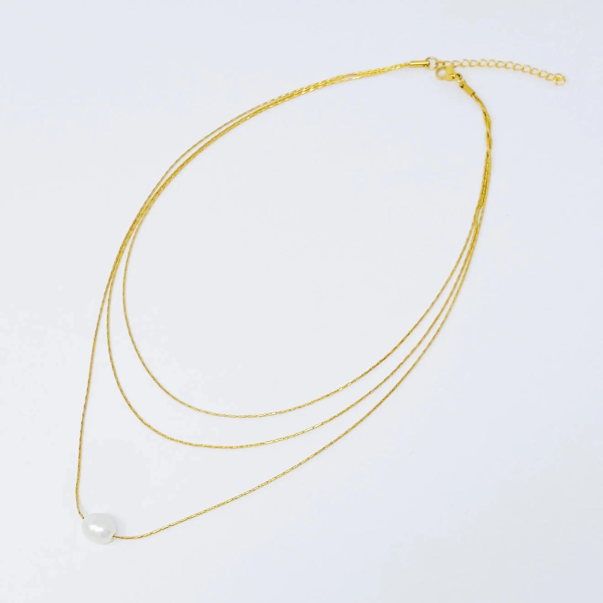 Layered Freshwater Pearl Pendant Necklace - Catch Cards