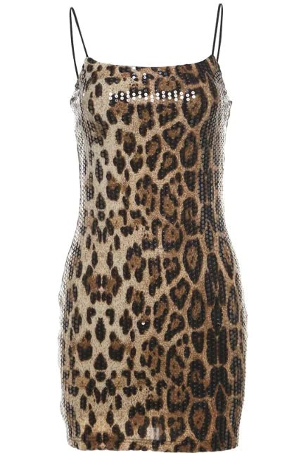 Leopard Print Sexy Sequins Women Dress - Catch Cards