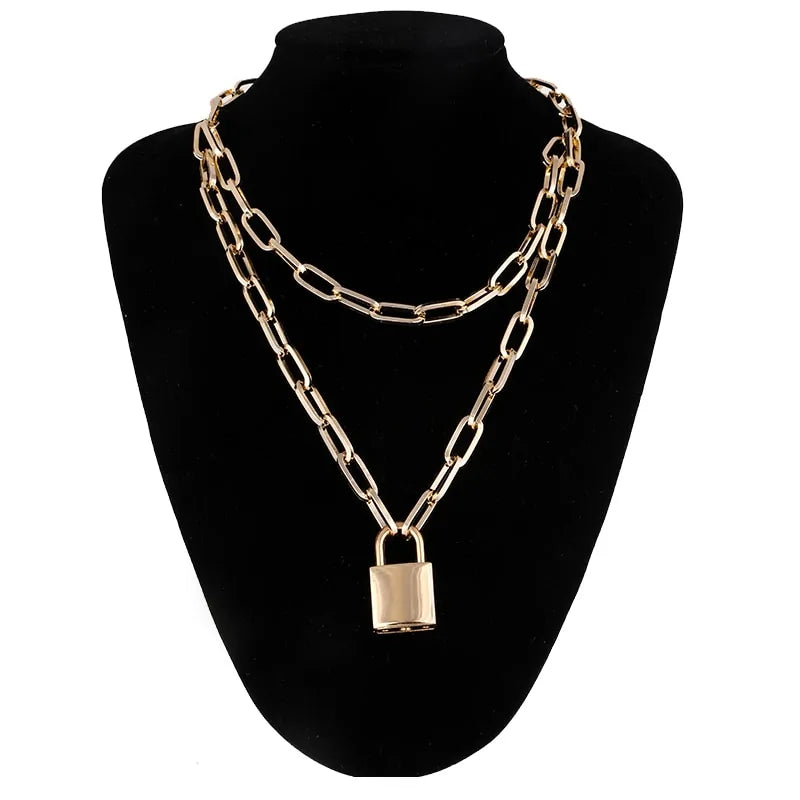 Double Layer Lock Chain Necklace WEM Support (www.WEM.support)