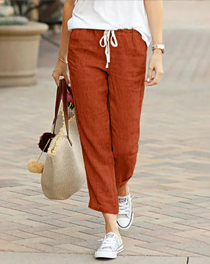 Women's Autumn Cotton Elastic Waist Pants WEM Support (www.WEM.support)