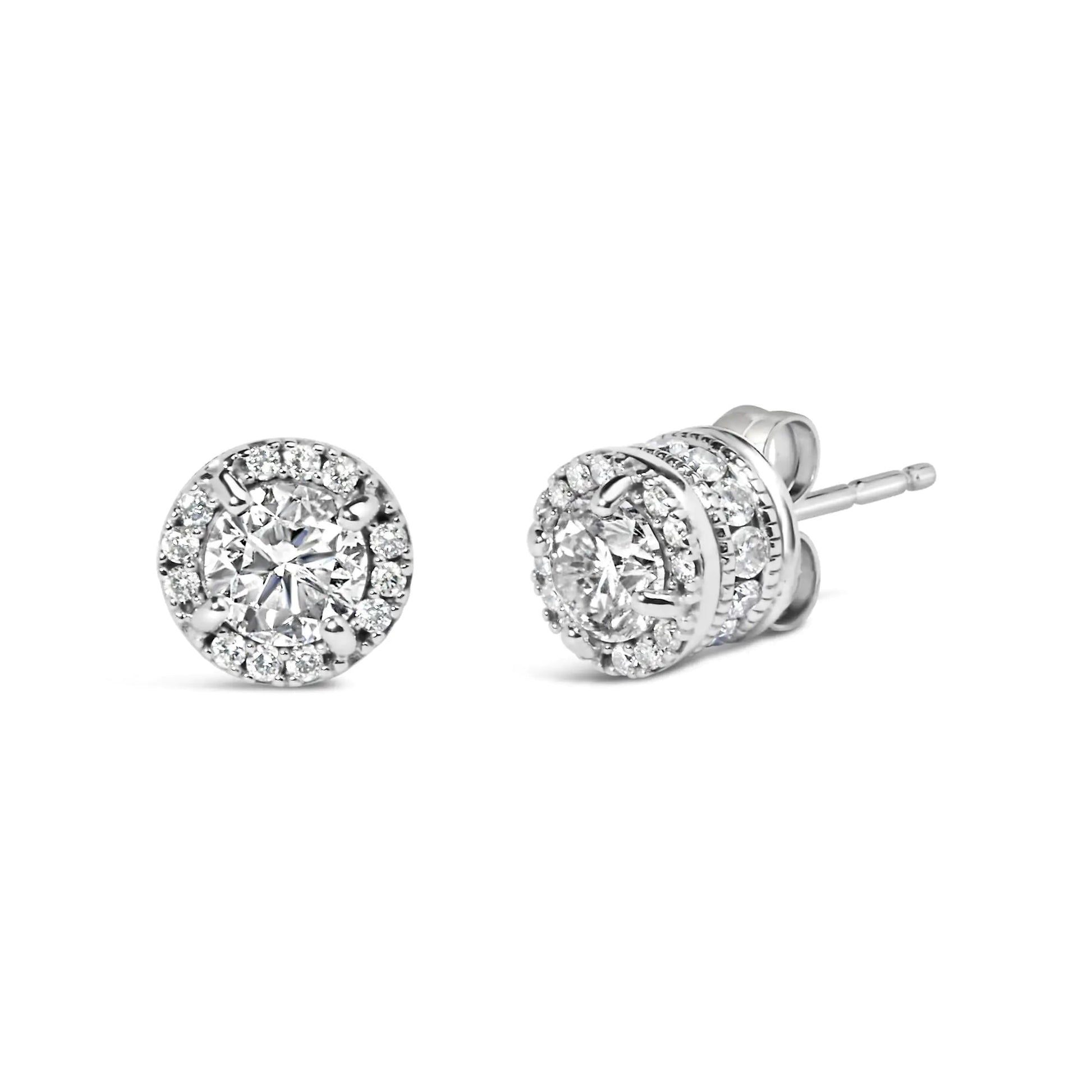 10K White Gold 1.00 Cttw Diamond Hidden Halo Stud Earring (H-I Color, I1-I2 Clarity) WEM Support (www.WEM.support)