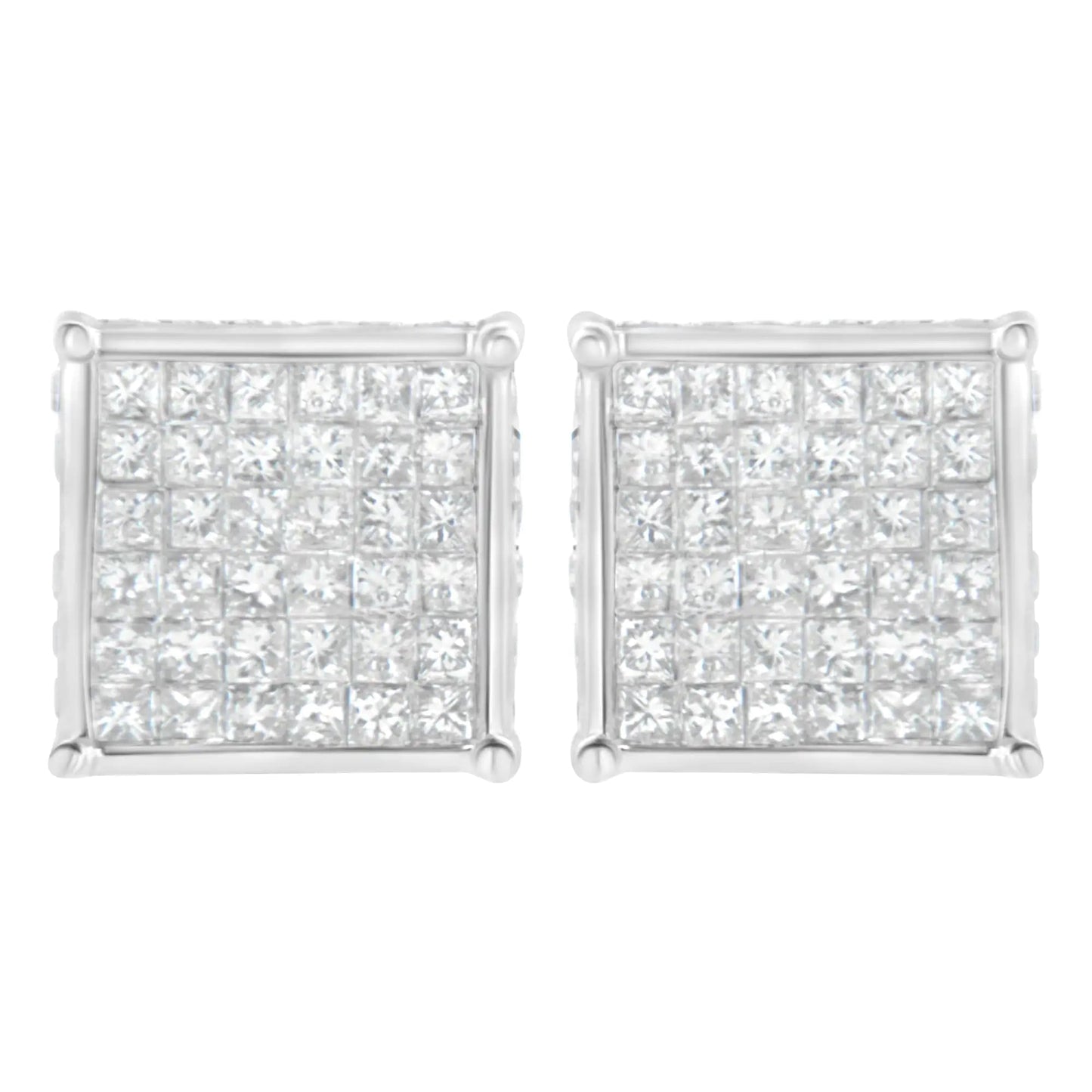 10K White Gold 2ct TDW Princess-Cut Composite Diamond Stud Earring (I-J ,I2-I3) WEM Support (www.WEM.support)