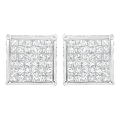 10K White Gold 2ct TDW Princess-Cut Composite Diamond Stud Earring (I-J ,I2-I3) WEM Support (www.WEM.support)