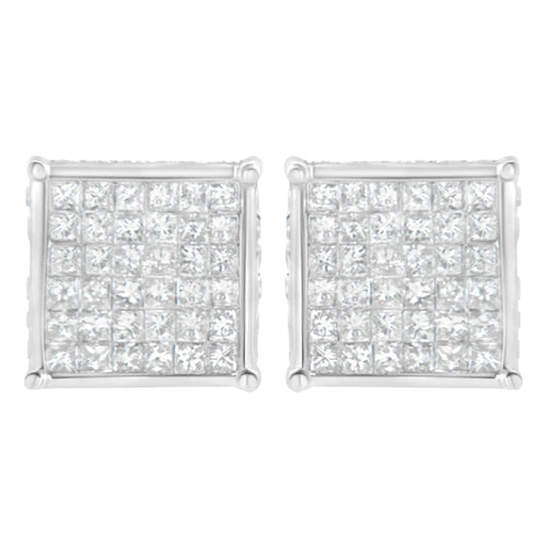 10K White Gold 2ct TDW Princess-Cut Composite Diamond Stud Earring (I-J ,I2-I3) WEM Support (www.WEM.support)