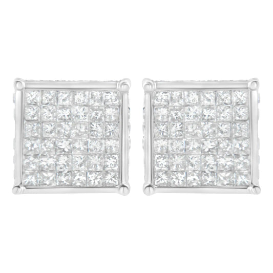 10K White Gold 2ct TDW Princess-Cut Composite Diamond Stud Earring (I-J ,I2-I3) WEM Support (www.WEM.support)