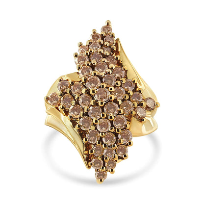 14K Yellow Gold Plated .925 Sterling Silver 2.00 Cttw Diamond Cluster Ring (Champagne Color, I2-I3 Clarity) WEM Support (www.WEM.support)