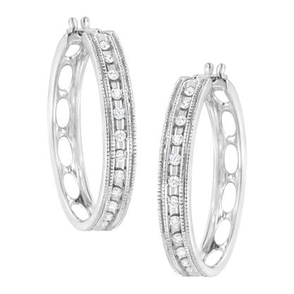 .925 Sterling Silver 1/2 cttw Lab Grown Diamond Hoop Earring (F-G Color, VS2-SI1 Clarity) WEM Support (www.WEM.support)