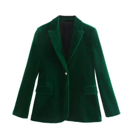 Velvet Blazer & High-Waist Straight-Leg Pants Set WEM Support (www.WEM.support)