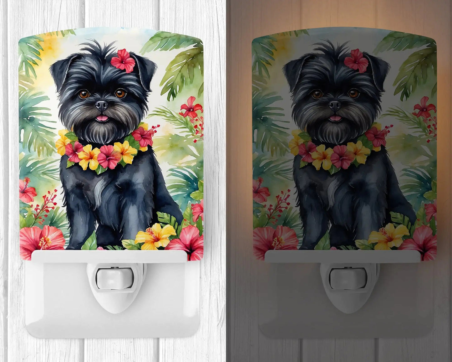 Affenpinscher Luau Ceramic Night Light WEM Support (www.WEM.support)