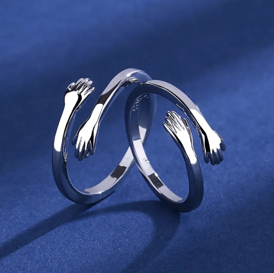 S925 Silver Couple Hug Ring WEM Support (www.WEM.support)