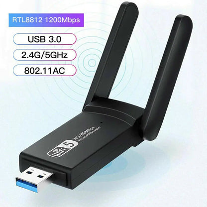 1200Mbps Long Range AC1200 Dual Band 5GHz Wireless USB 3.0 WiFi Adapter Antennas WEM Support (www.WEM.support)
