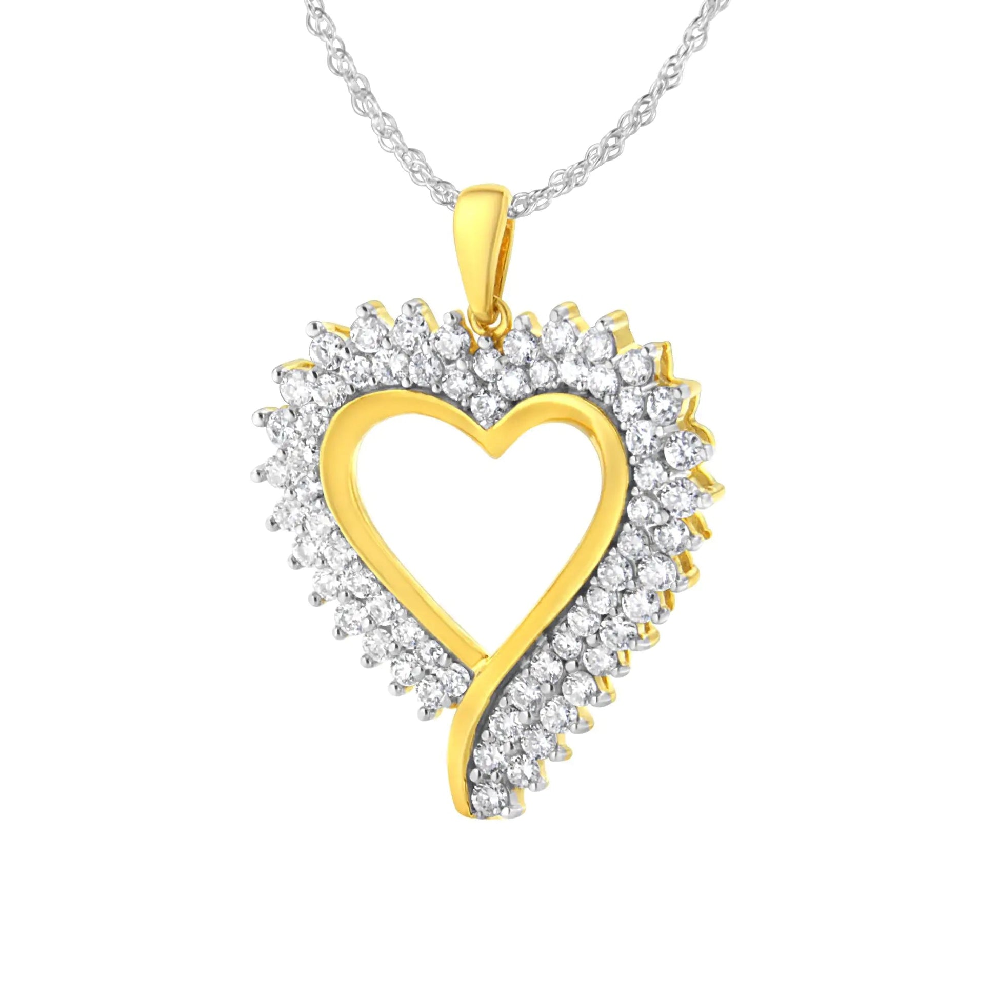 10k Yellow Gold Plated Sterling Silver 2 1/5 cttw Lab Grown Diamond Heart Pendant Necklace (F-G Color, VS2-SI1 Clarity) WEM Support (www.WEM.support)