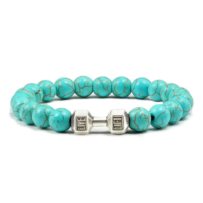 Turquoise Energy Gun Black Electroplated Alloy Barbell Bracelet WEM Support (www.WEM.support)